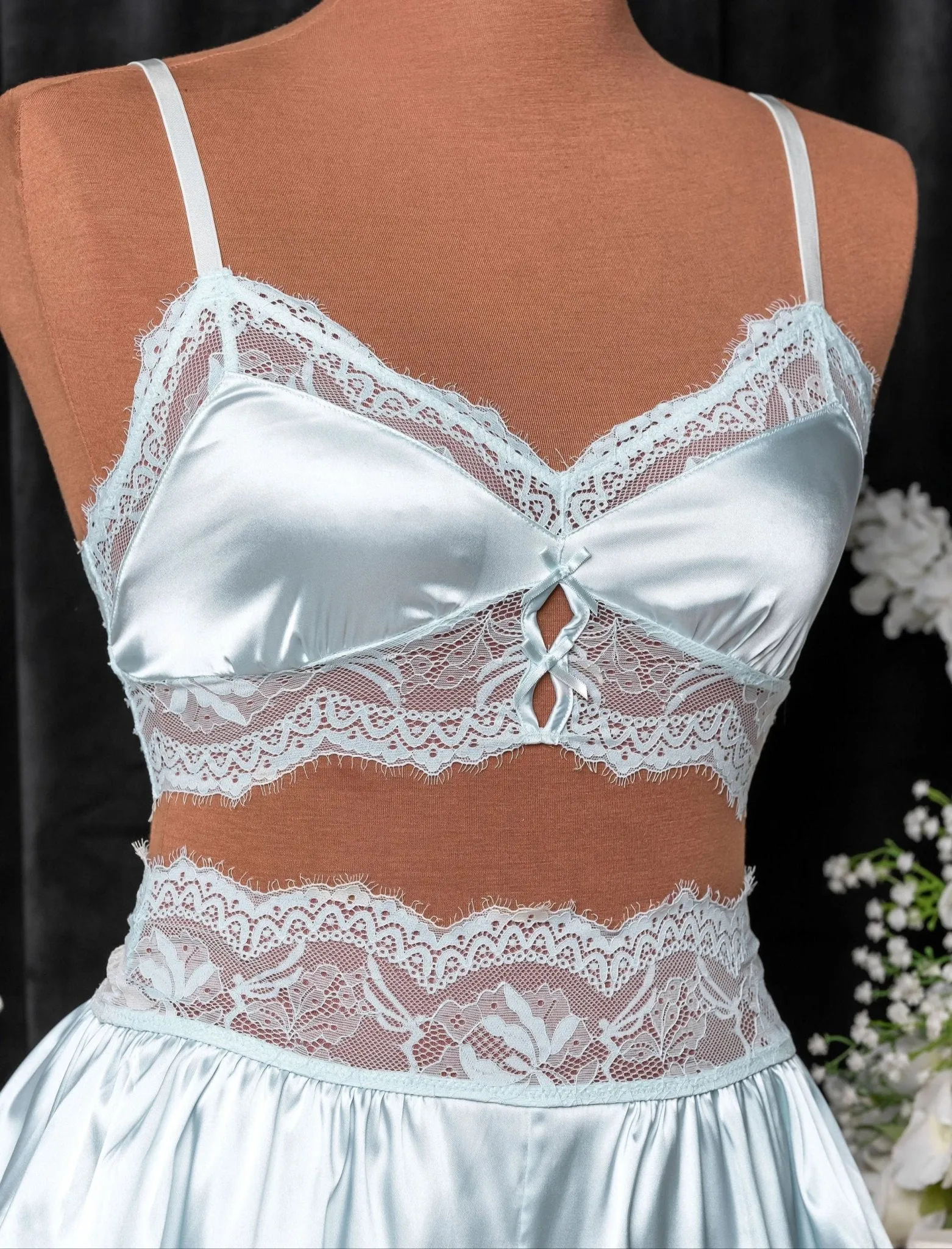 Lacy Satin Keyhole Bralette - Something Blue