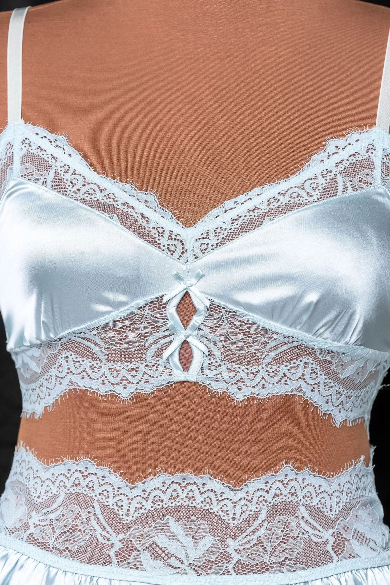 Lacy Satin Keyhole Bralette - Something Blue