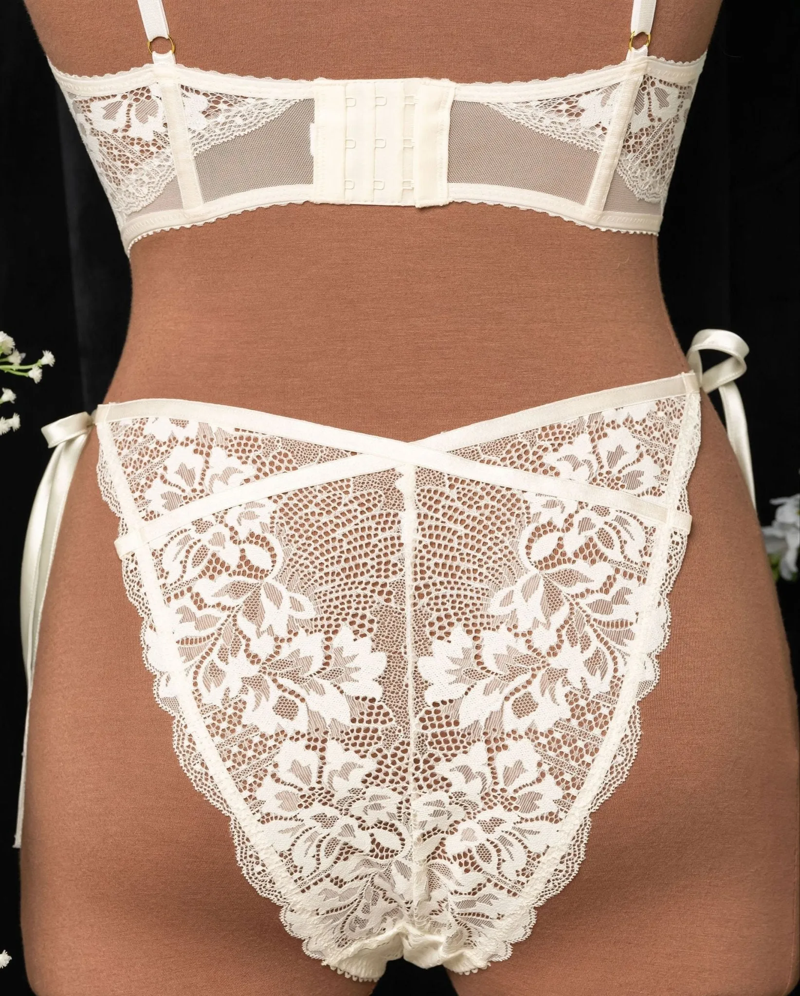 Lacy Side Tie Panty - Pearl