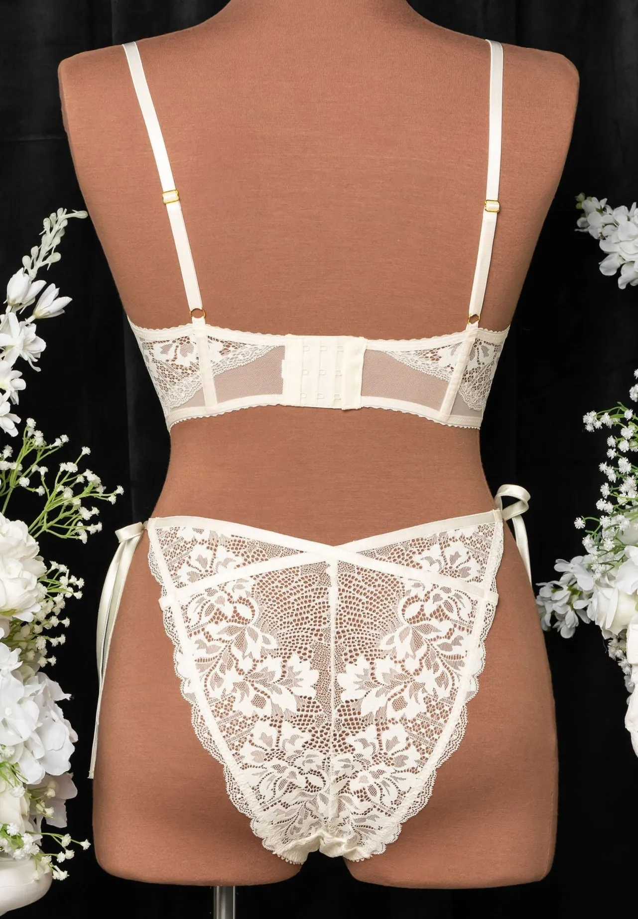 Lacy Side Tie Panty - Pearl