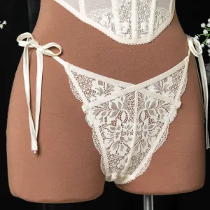 Lacy Side Tie Panty - Pearl
