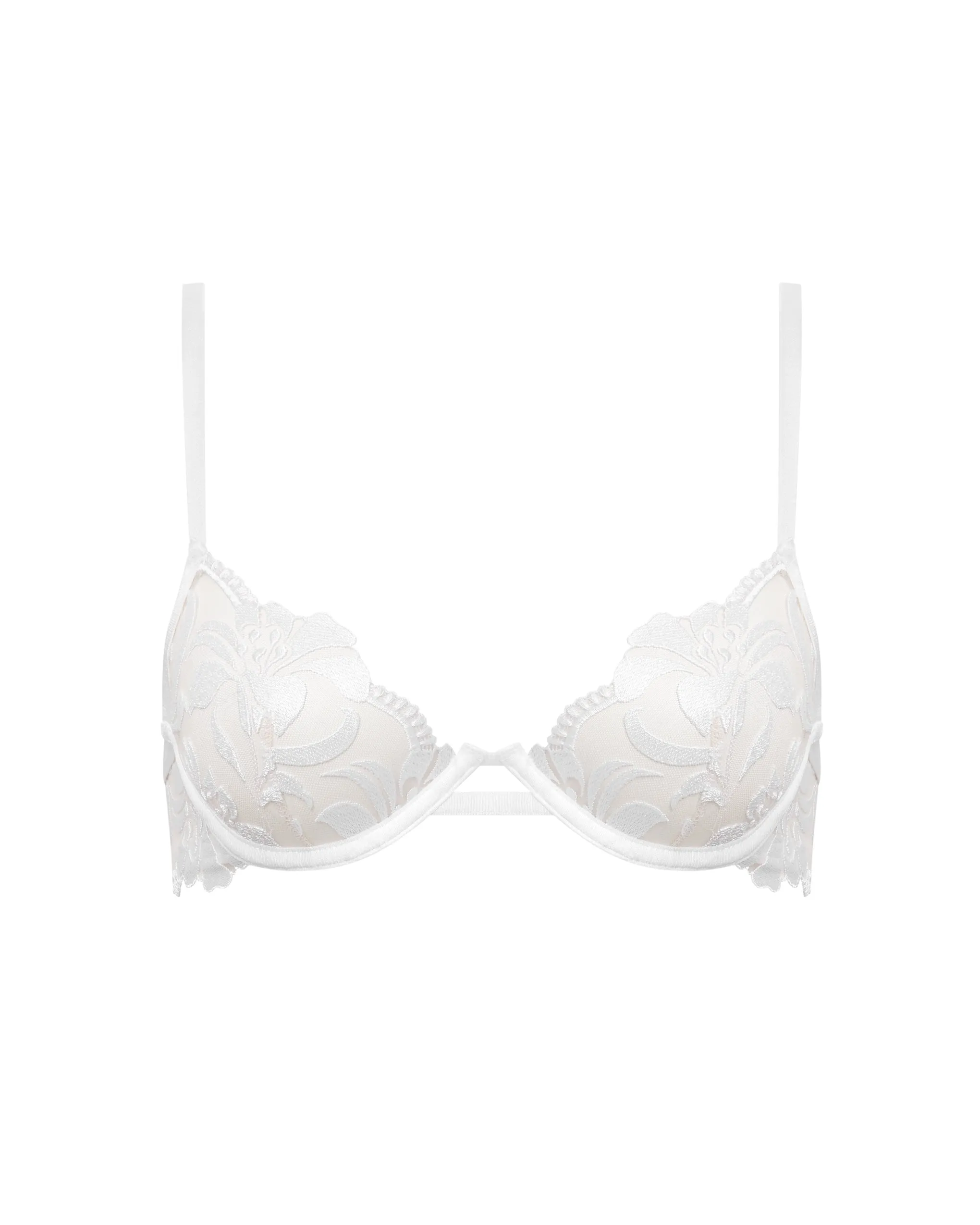 Leonora Floral Embroidered Bra White