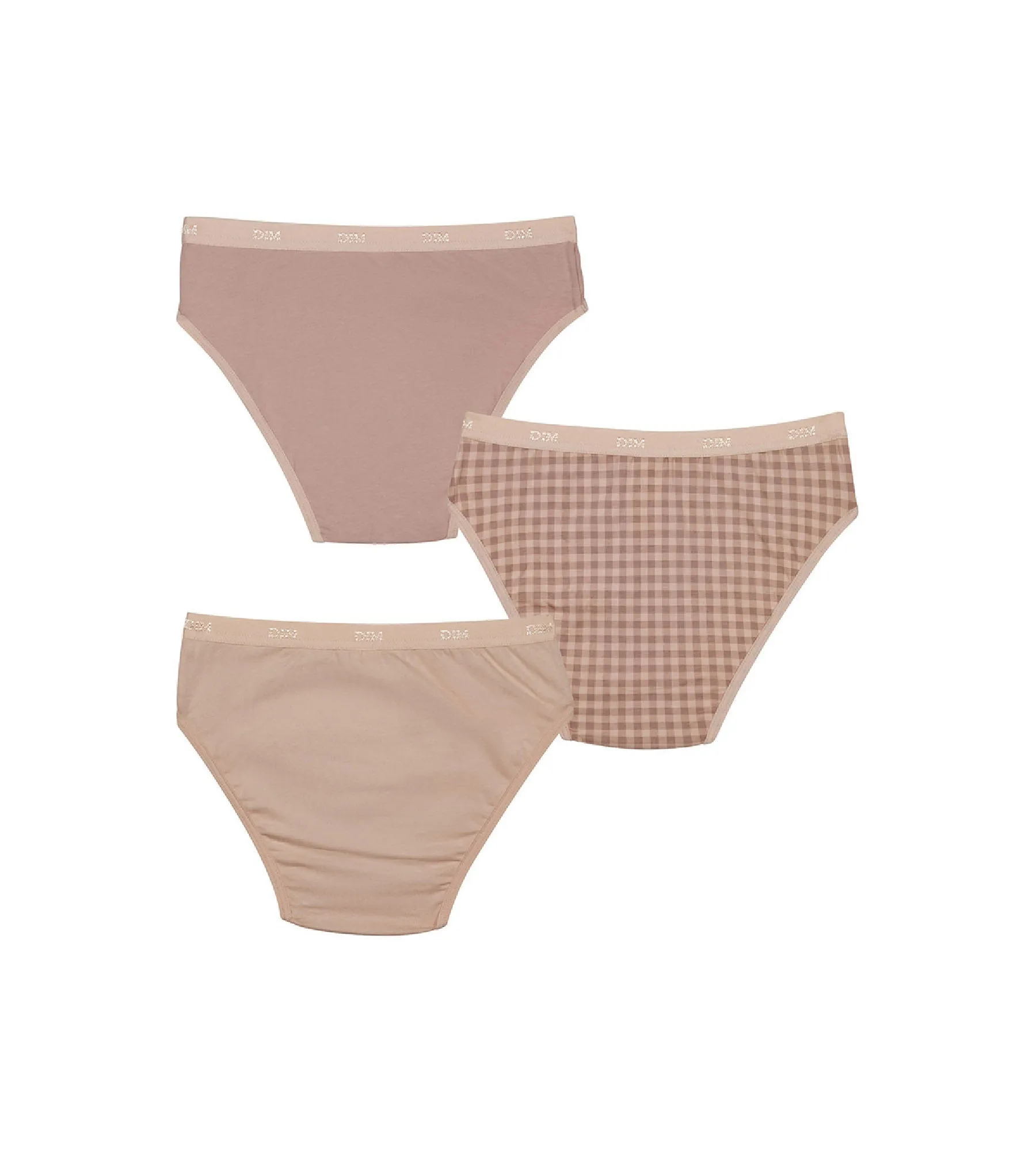 Les Pockets Pack of girl's purple stretch cotton knickers with gingham pattern
