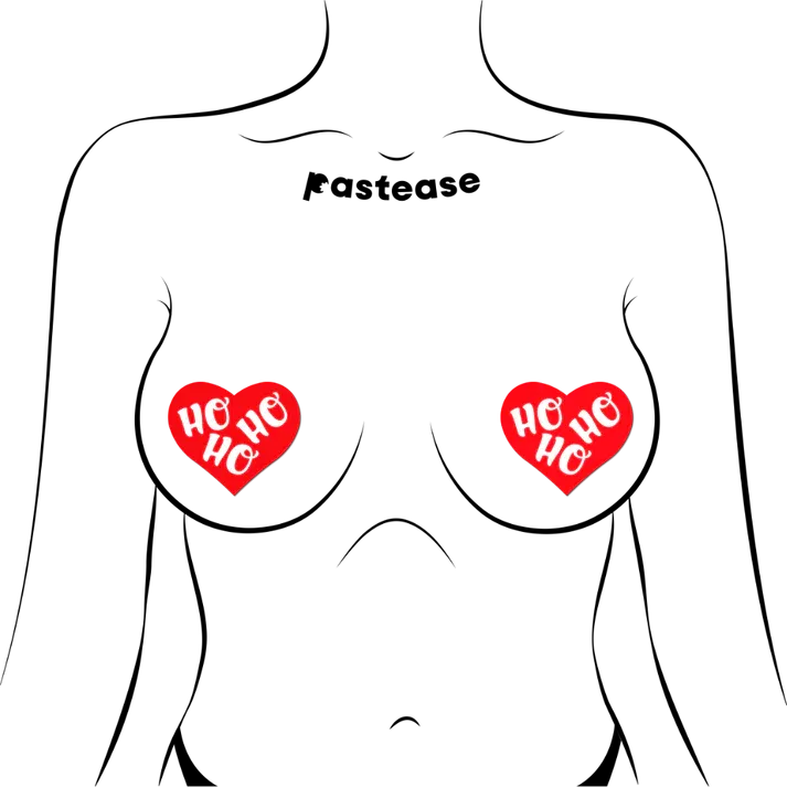 Love: Red and White Ho Ho Ho Hearts Nipple Pasties