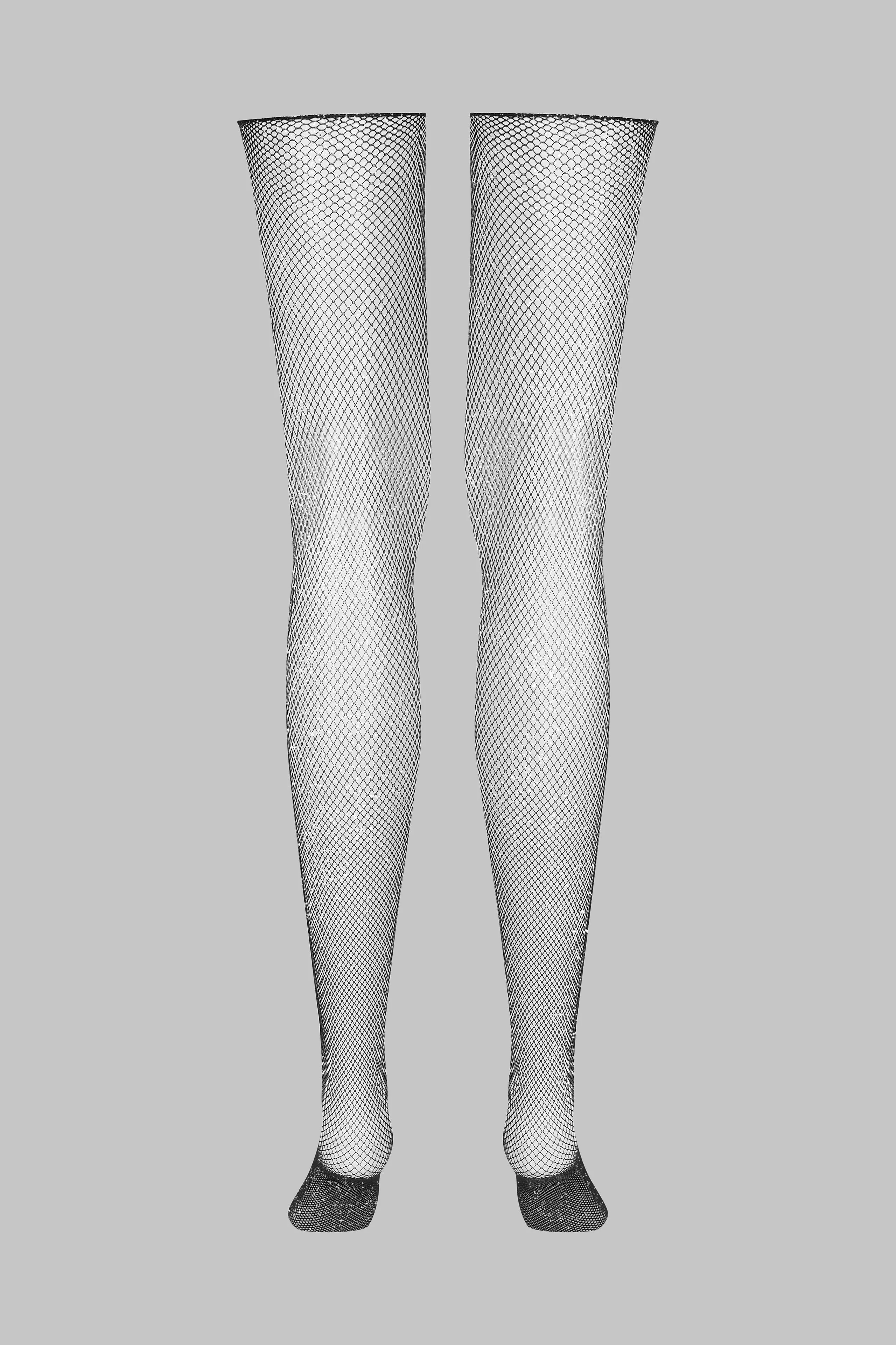Lurex fishnet rolled stockings - Les Coquetteries