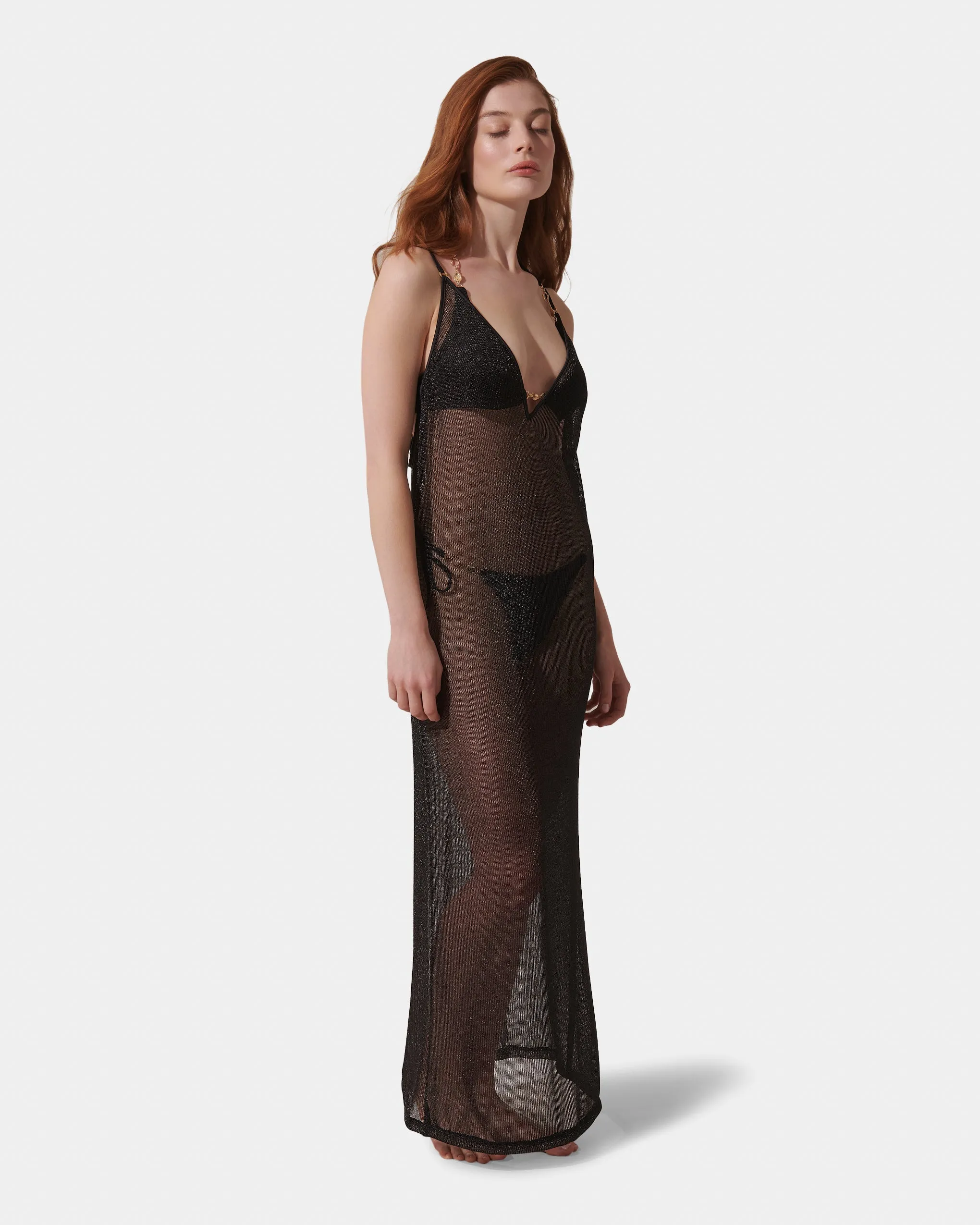 Marlowe Long Chemise Black Metallic