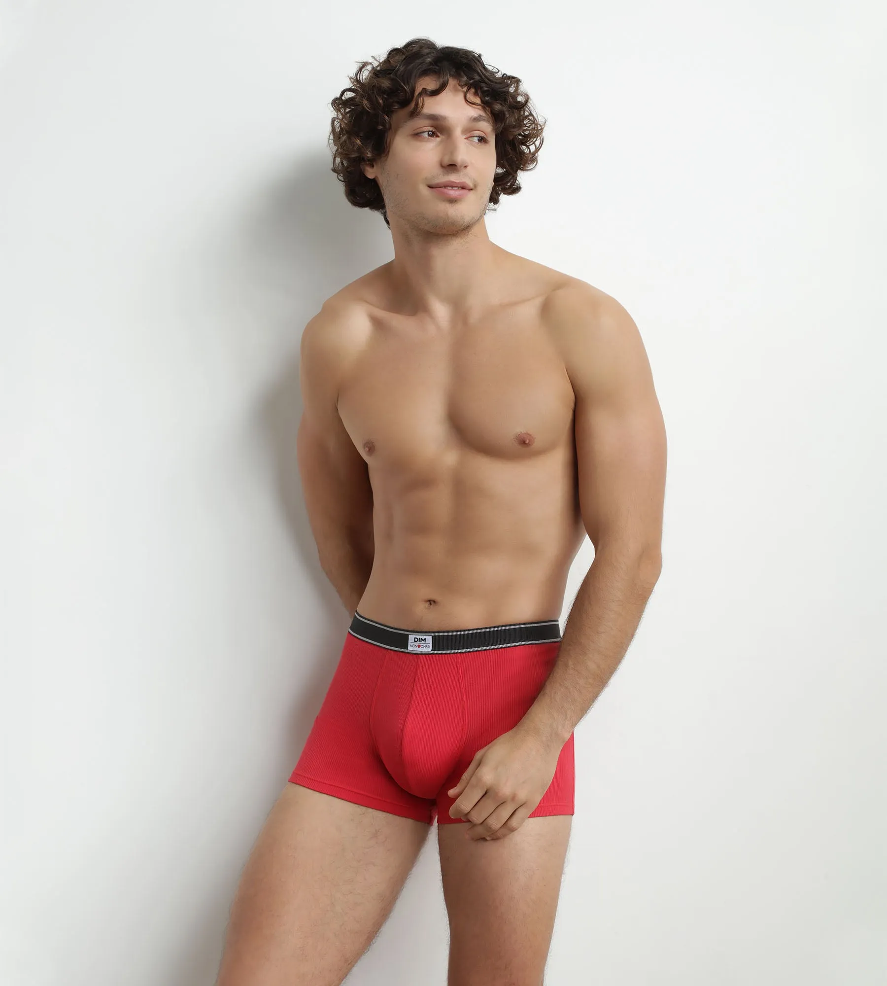 Men's boxer shorts in ribbed modal cotton Rouge Addict Dim Elegant
