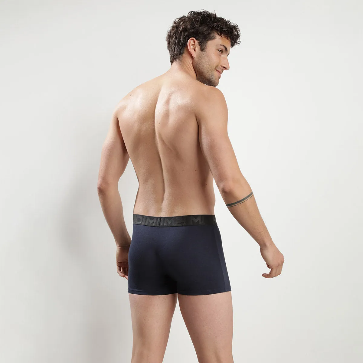 Men's Midnight Blue Dim Classic modal cotton boxer shorts featuring a black waistband