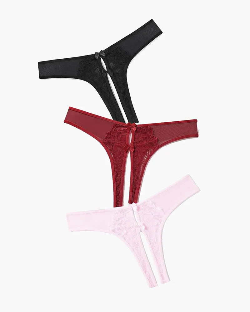 Mesh Panties Briefs with Cute Bow