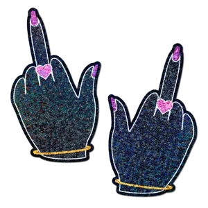 Middle Finger Pasties: Glittering F*ck You Lady Hands Nipple Covers