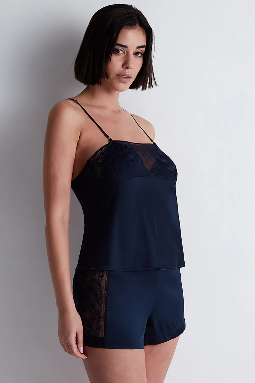 Midnight Whisper Silk Shorts Evening Blue