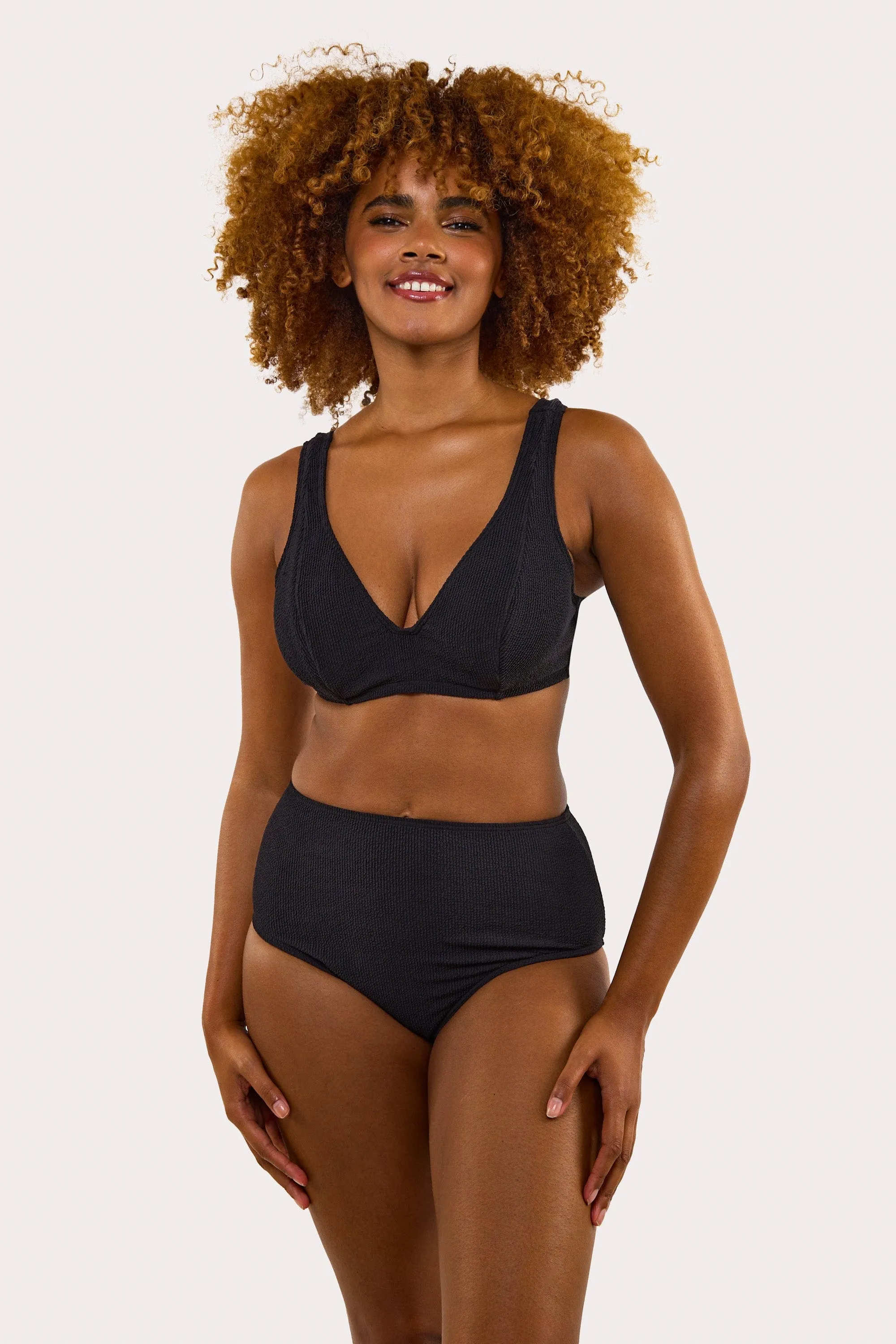 Mila Black Fuller Bust Scrunch Hidden Underwire Bikini Top