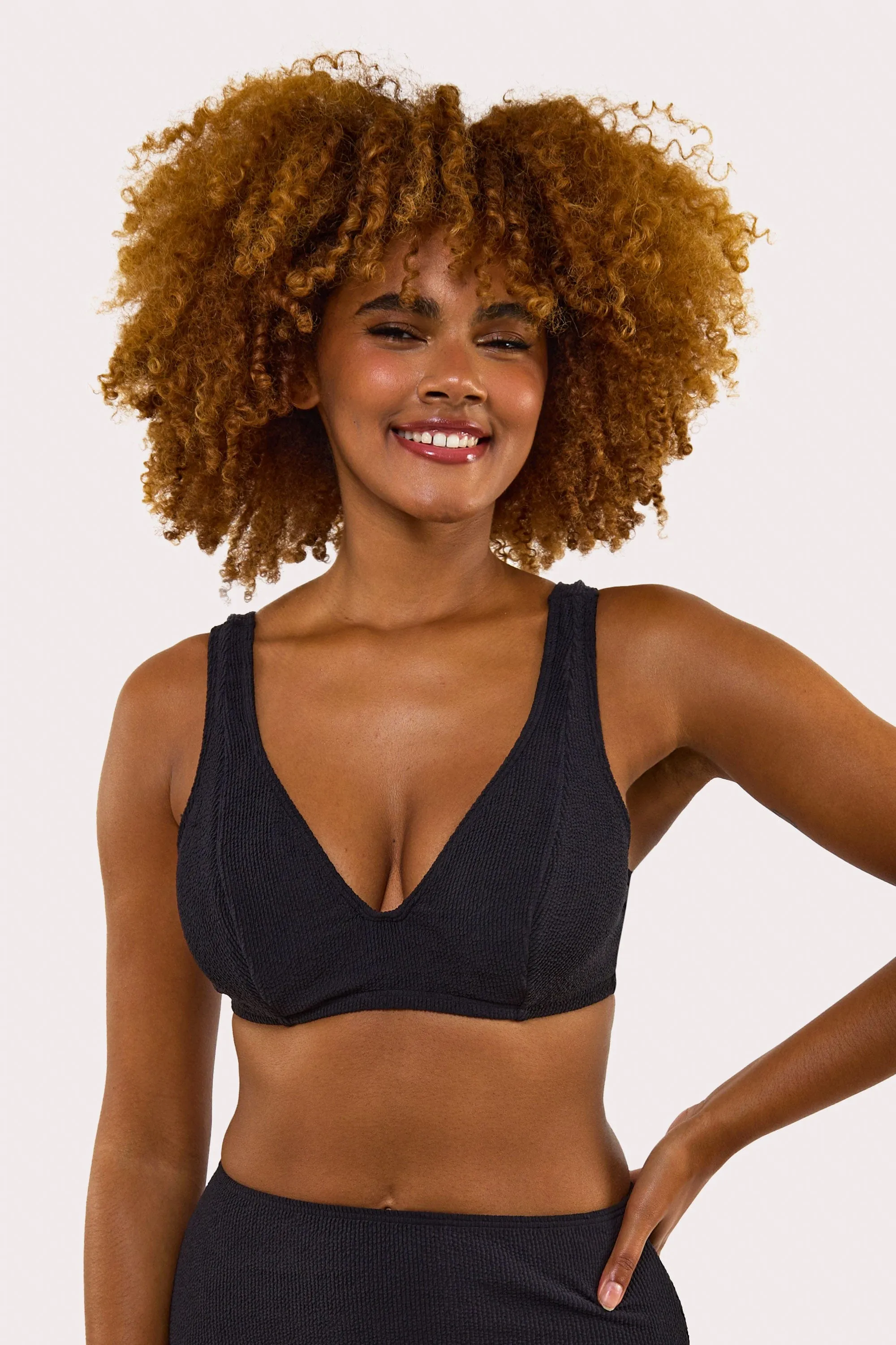 Mila Black Fuller Bust Scrunch Hidden Underwire Bikini Top