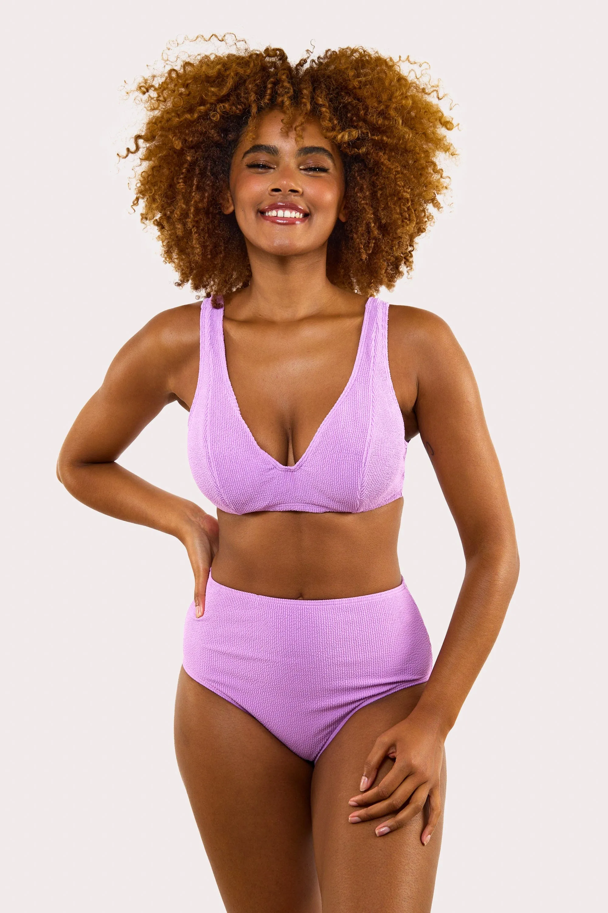 Mila Lilac Scrunch Hidden-Underwire Bikini Top