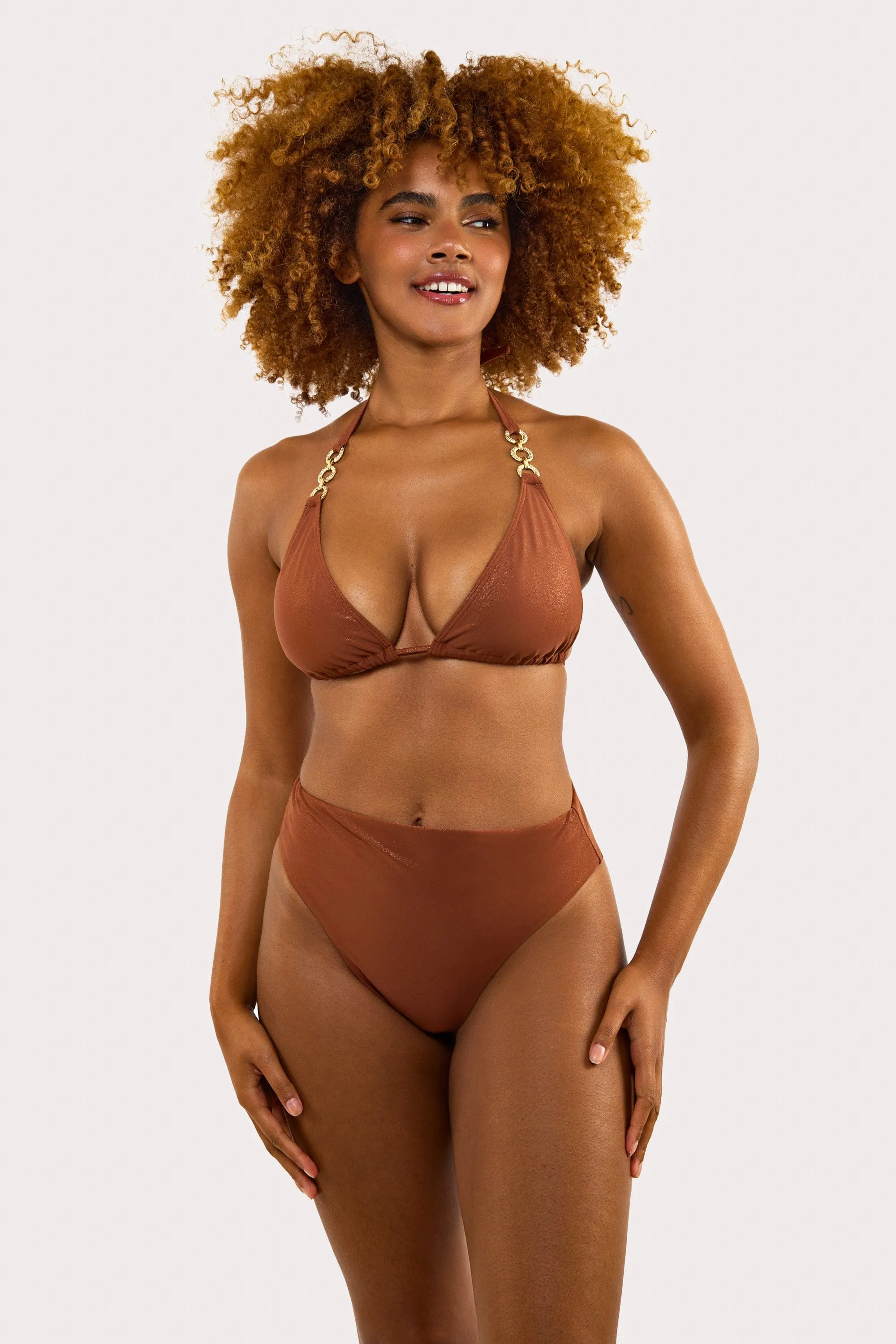 Morgan Bronze Glitter Mix & Match Fuller Bust Triangle Bikini Top