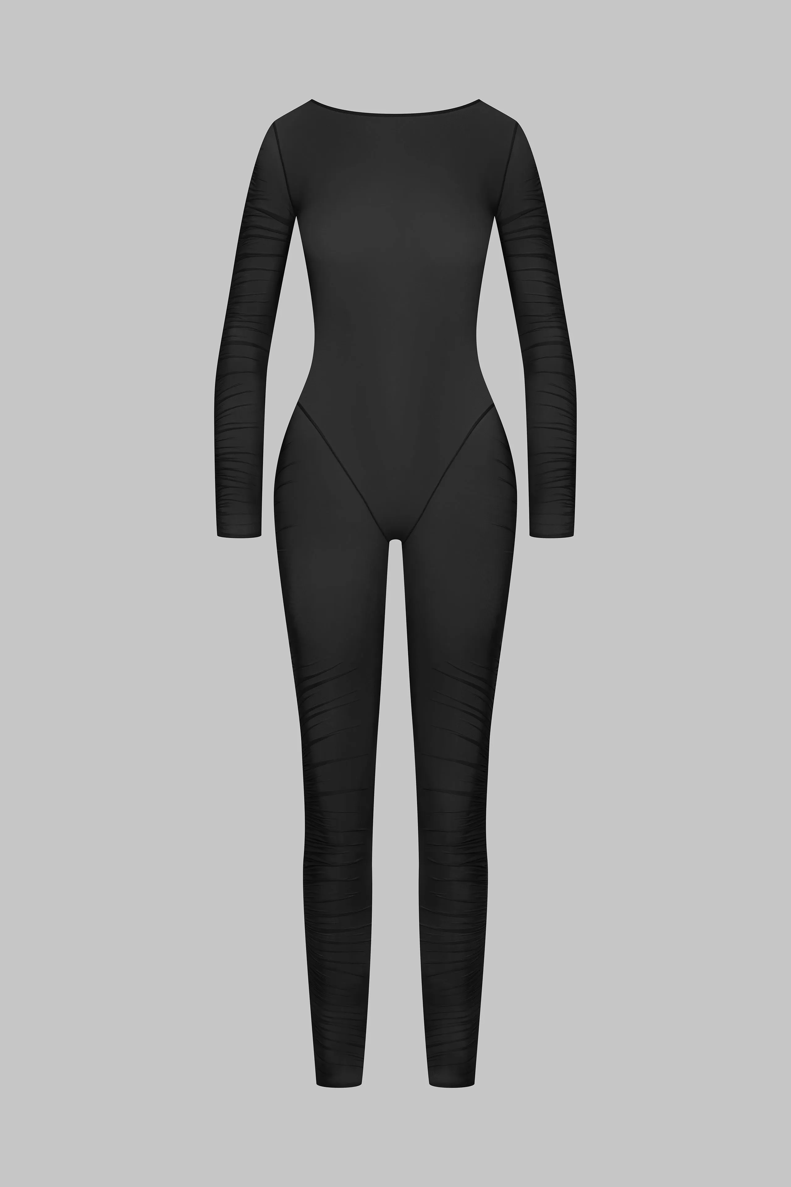 Naked back long sleeves Jumpsuit - Nuit Fauve