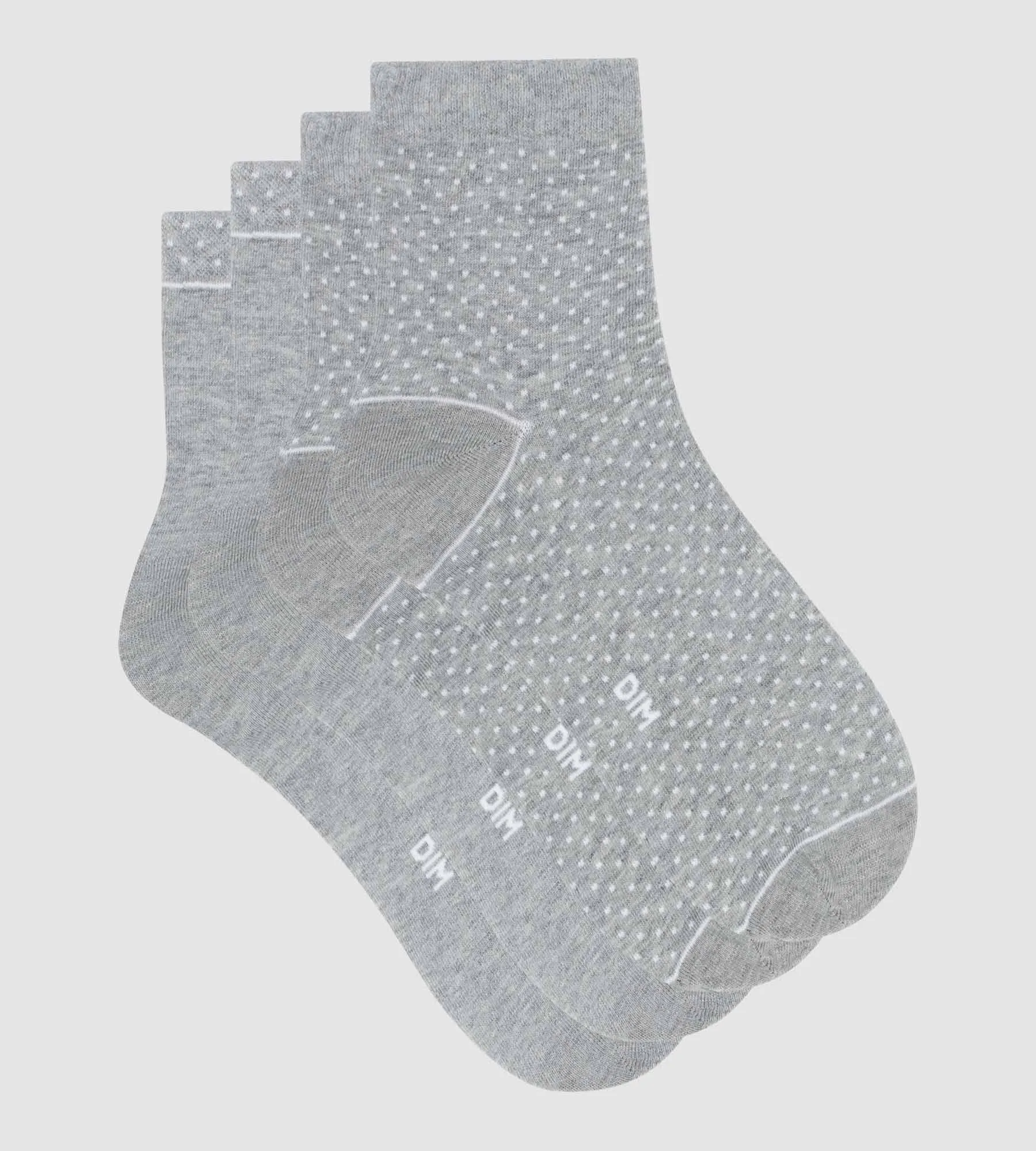 Pack of 2 pairs of gray women's socks in organic cotton with polka dots Dim Good