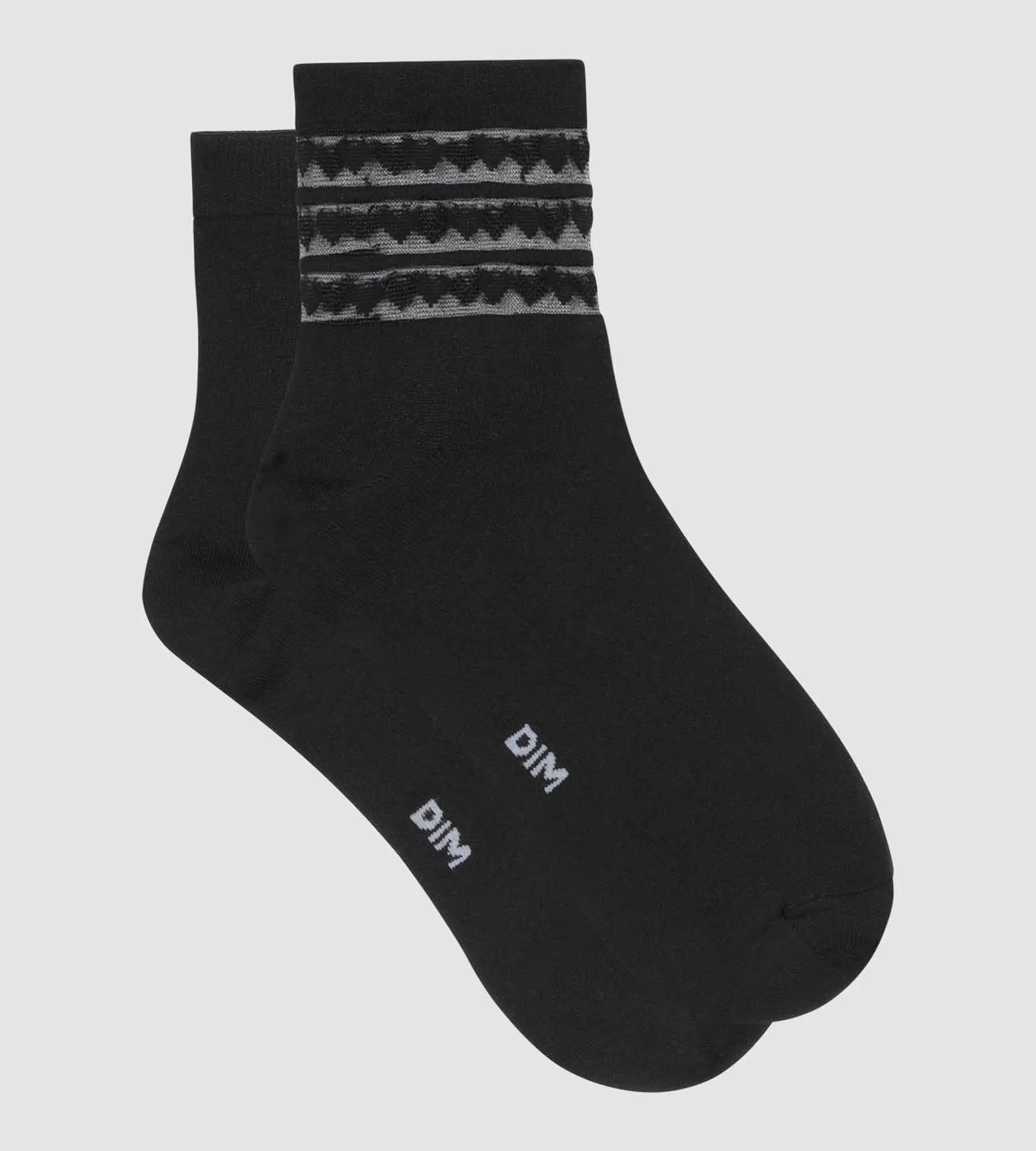 Pack of 2 pairs of microfibre women's socks in black with hearts Dim Skin