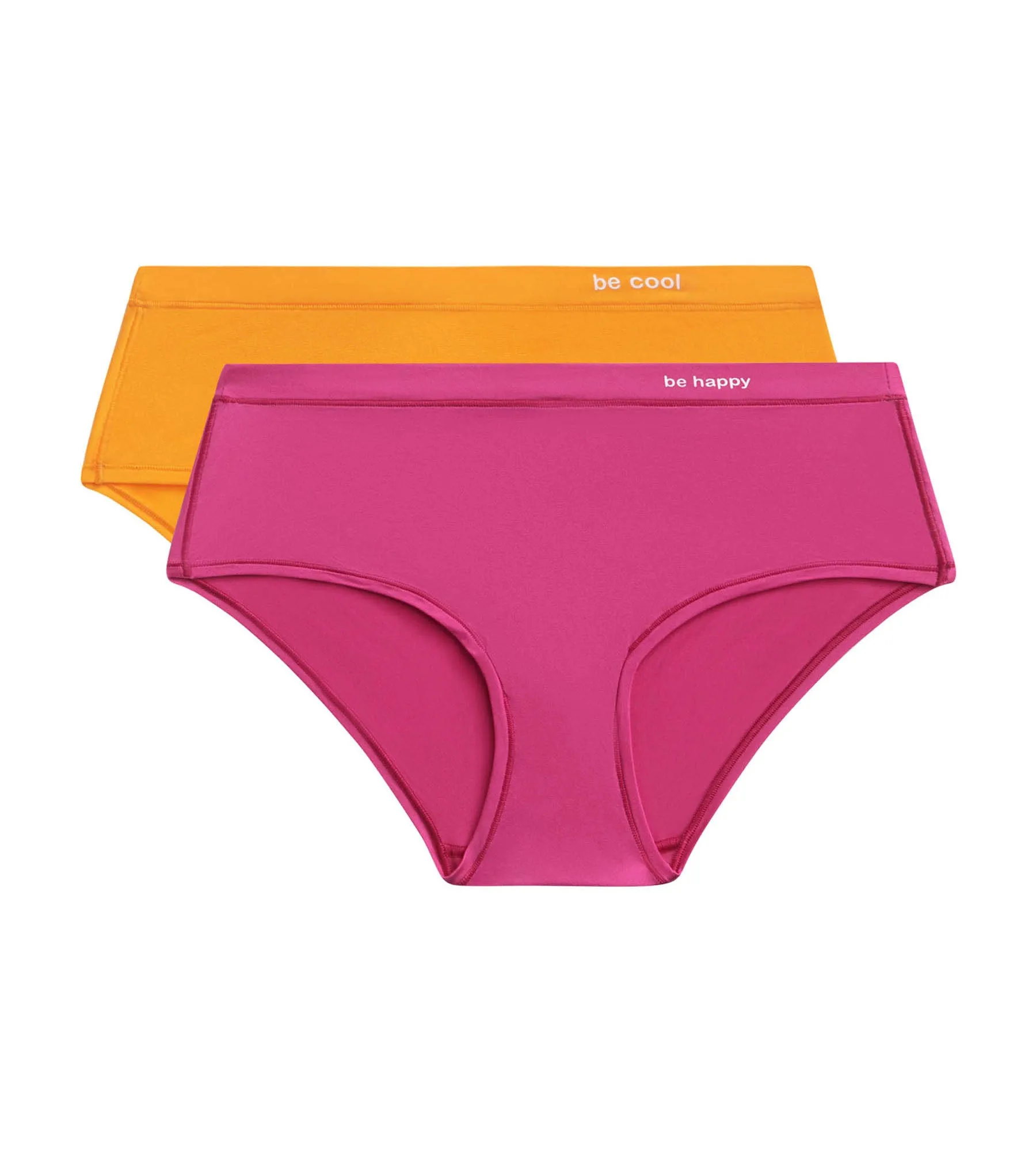 Pack of 2 women's shorties in cotton and nylon in Fuchsia Yellow Oh My Dim's