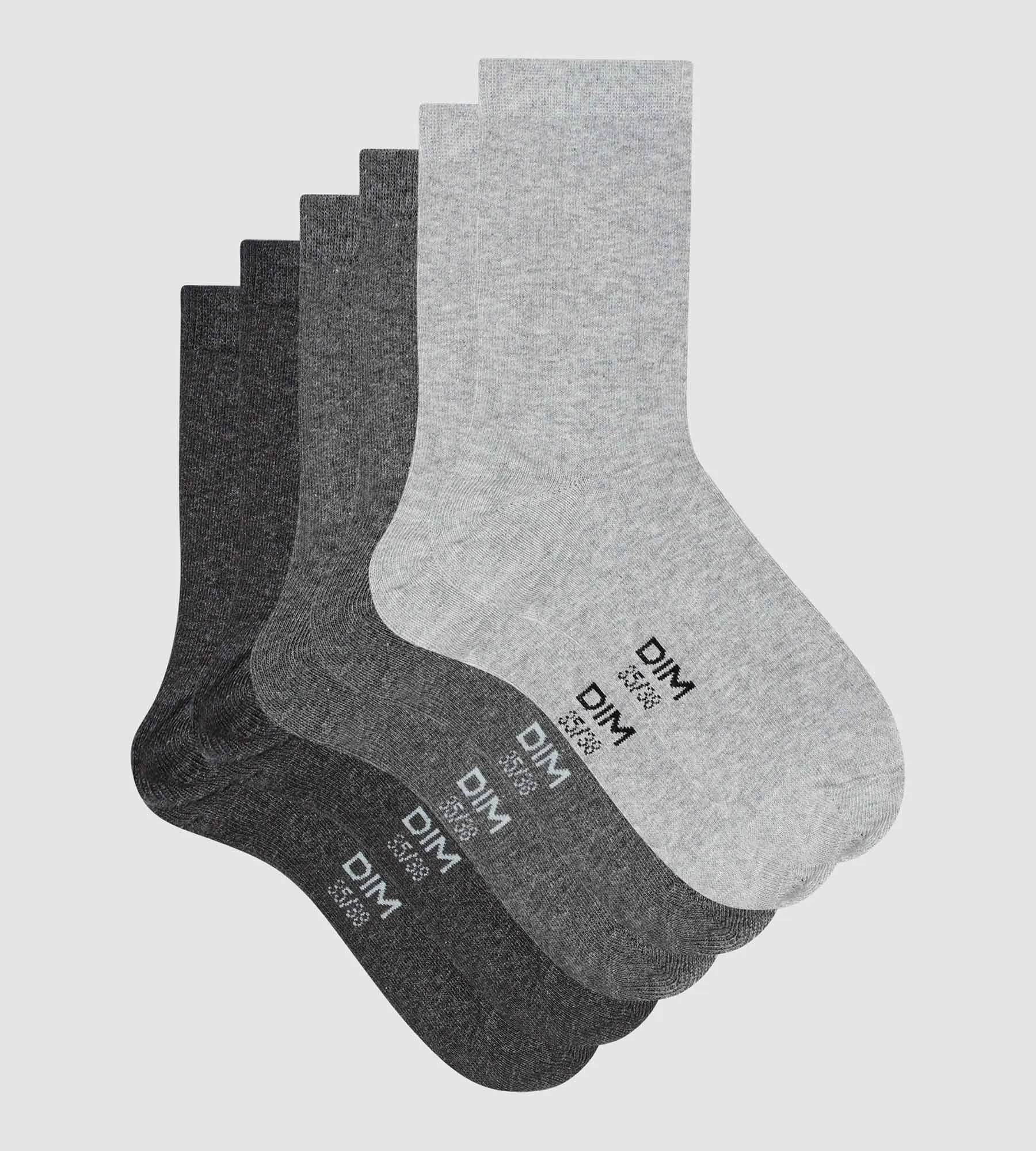 Pack of 3 pairs of light gray women's socks in Dim cotton