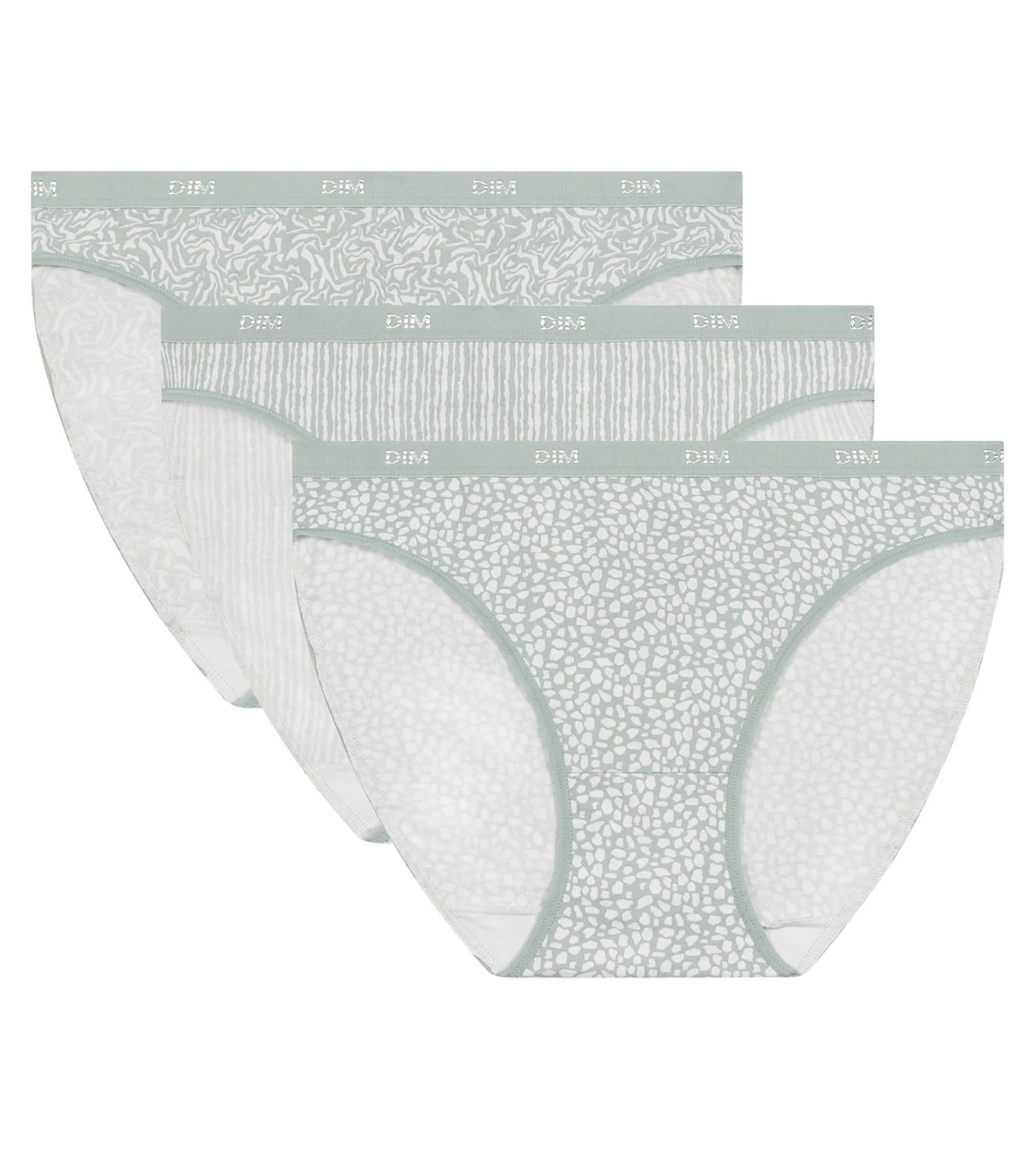 Pack of 3 stretch cotton animal print knickers Green Les Pockets