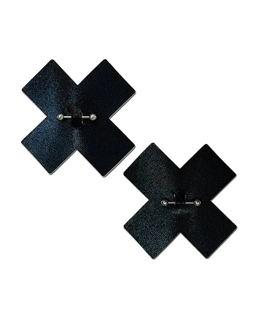 Pastease Pierced Liquid Black Cross w/Barbell Piercing - Black O/S