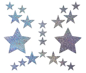 Pastease Set: Silver Glitter Star with 6 Mini Stars and 10 Baby Stars Nipple & Body Pasties