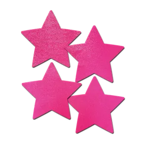 Petites: Two-Pair of Small Neon Pink (backlight reactive) Star Nipple Pasties