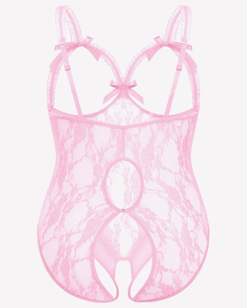 Plus Size Crotchless Exotic Lace Teddies