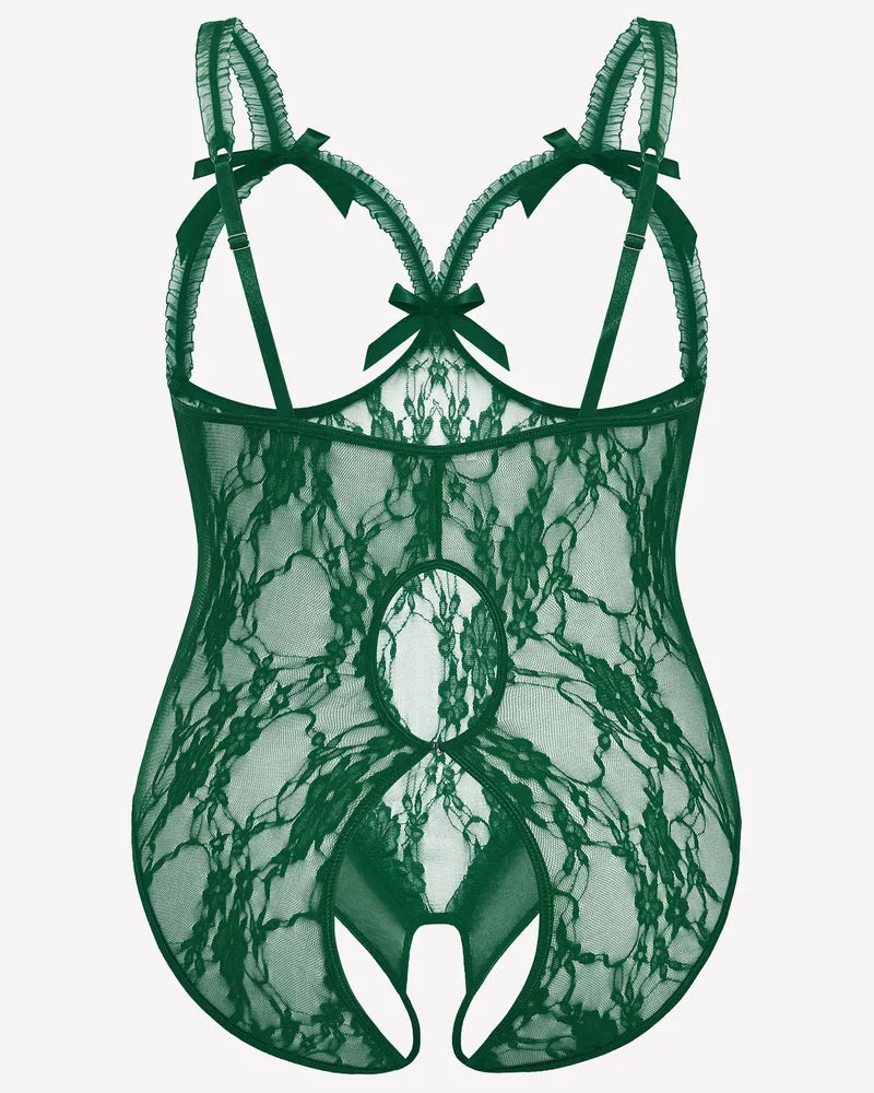 Plus Size Crotchless Exotic Lace Teddies