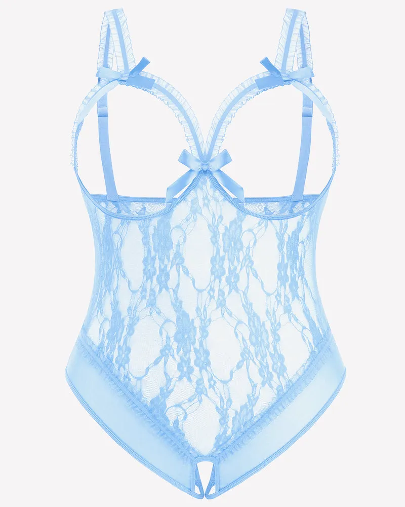 Plus Size Crotchless Exotic Lace Teddies