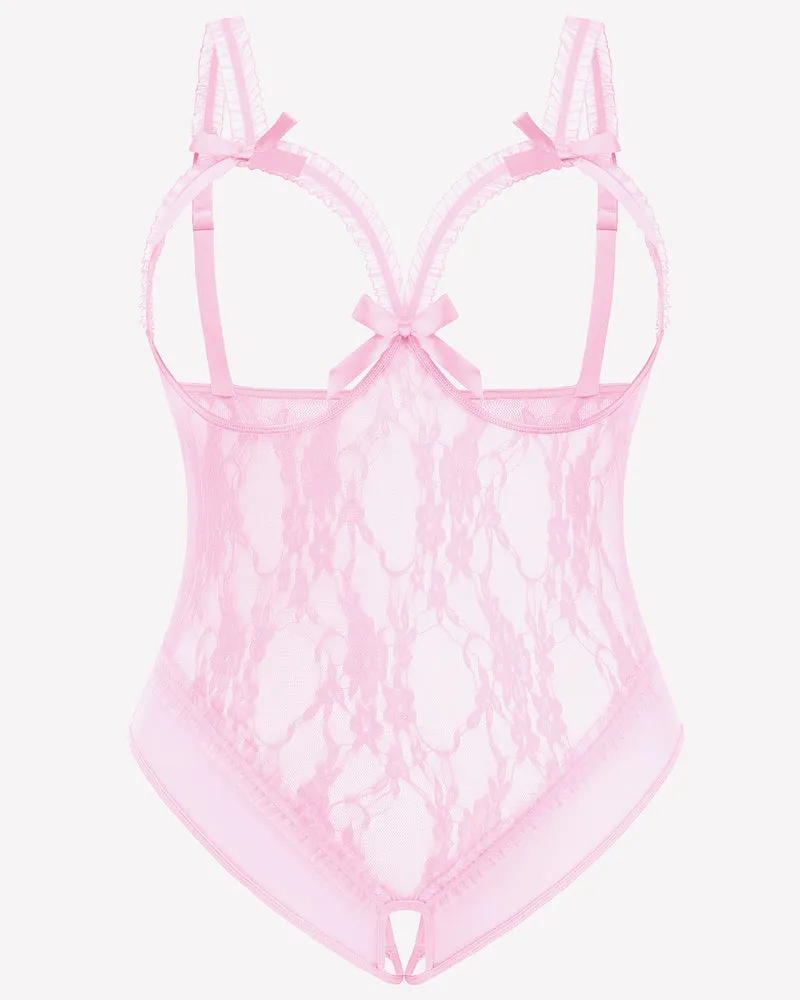 Plus Size Crotchless Exotic Lace Teddies