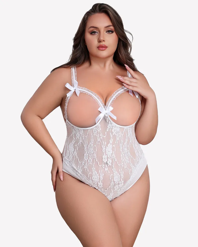 Plus Size Crotchless Exotic Lace Teddies