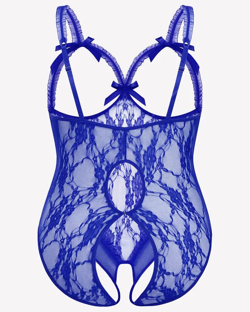 Plus Size Crotchless Exotic Lace Teddies