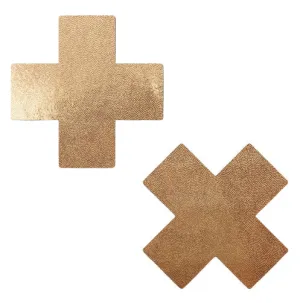 Plus X: Liquid Rose Gold Cross Nipple Pasties