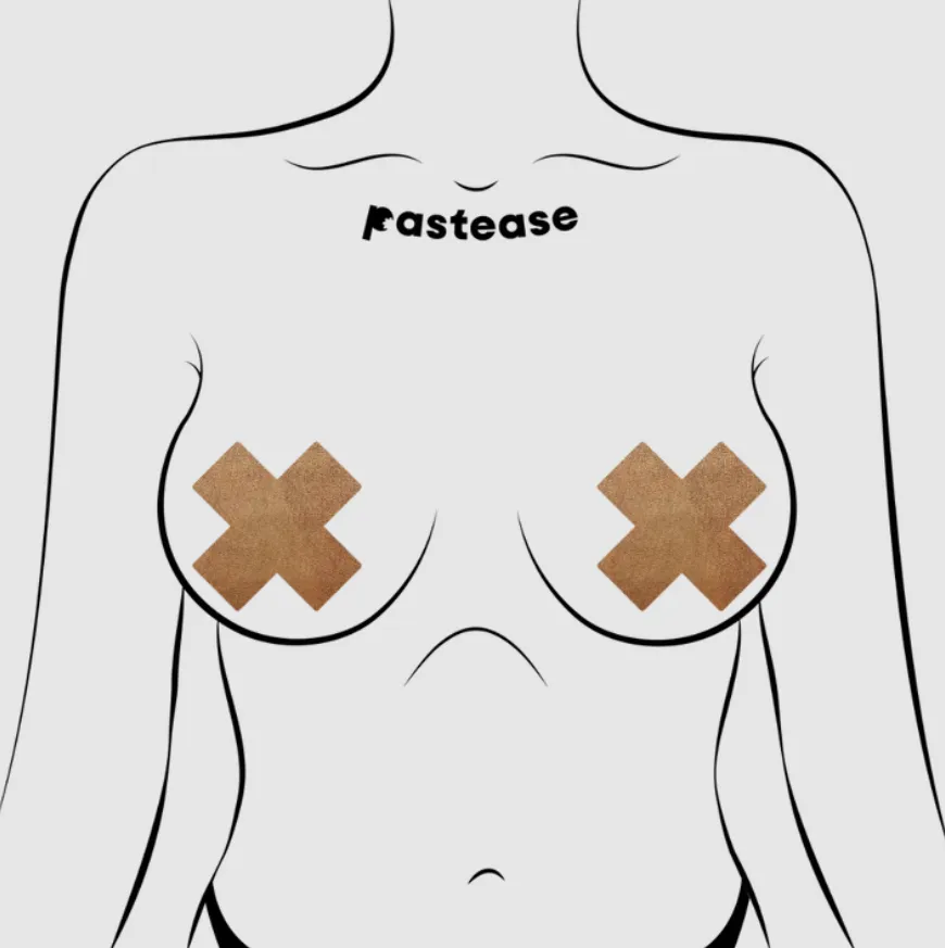 Plus X: Liquid Rose Gold Cross Nipple Pasties