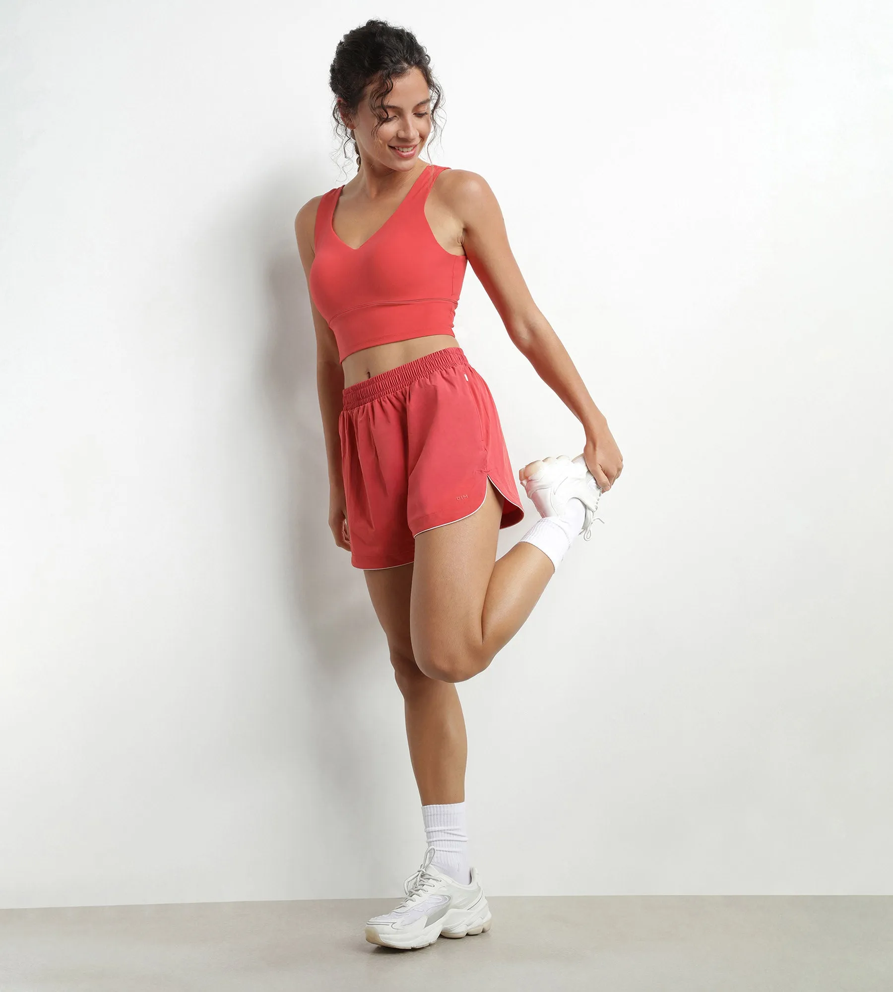 Red sculpting microfiber long bra Dim Move