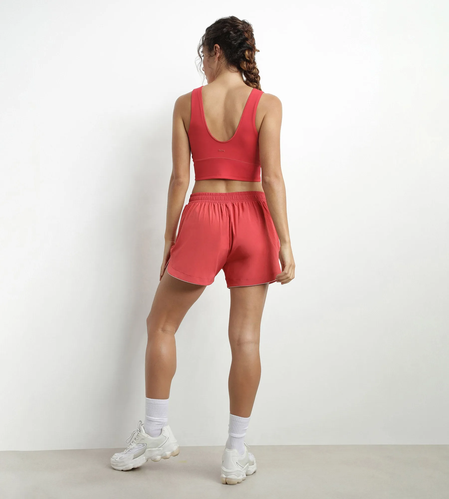 Red sculpting microfiber long bra Dim Move