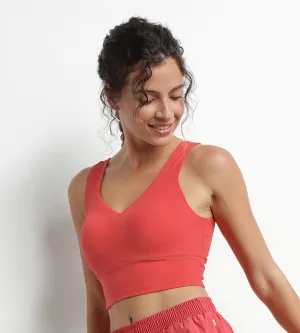 Red sculpting microfiber long bra Dim Move