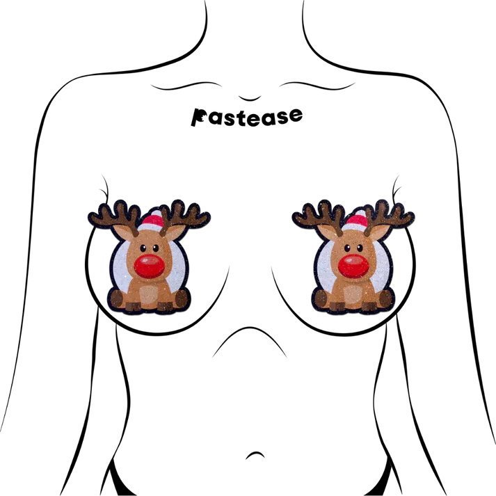 Reindeer: Red Nose Rudolph Nipple Pasties