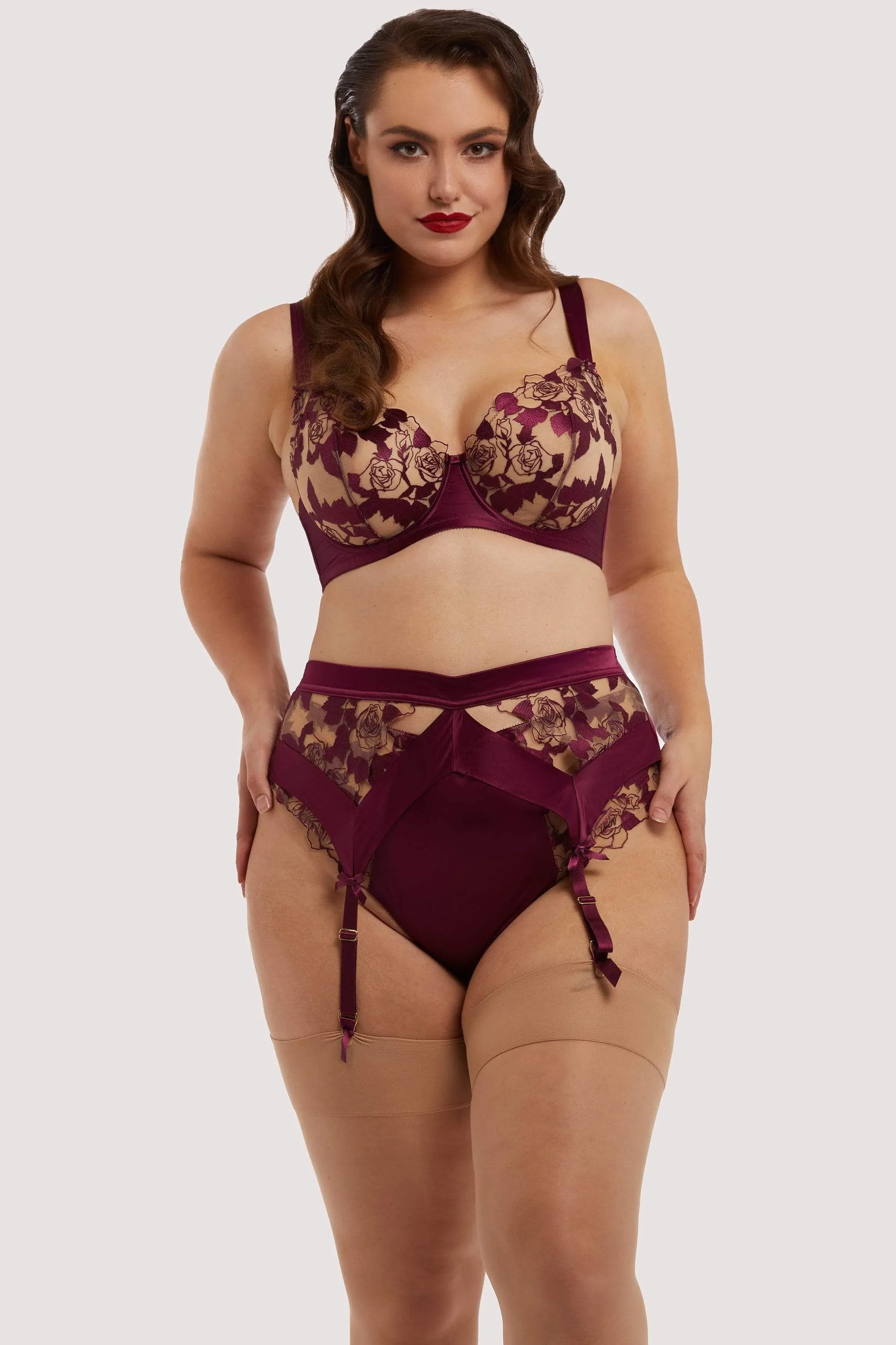 Rosabelle Dark Cherry Curve Suspender Belt