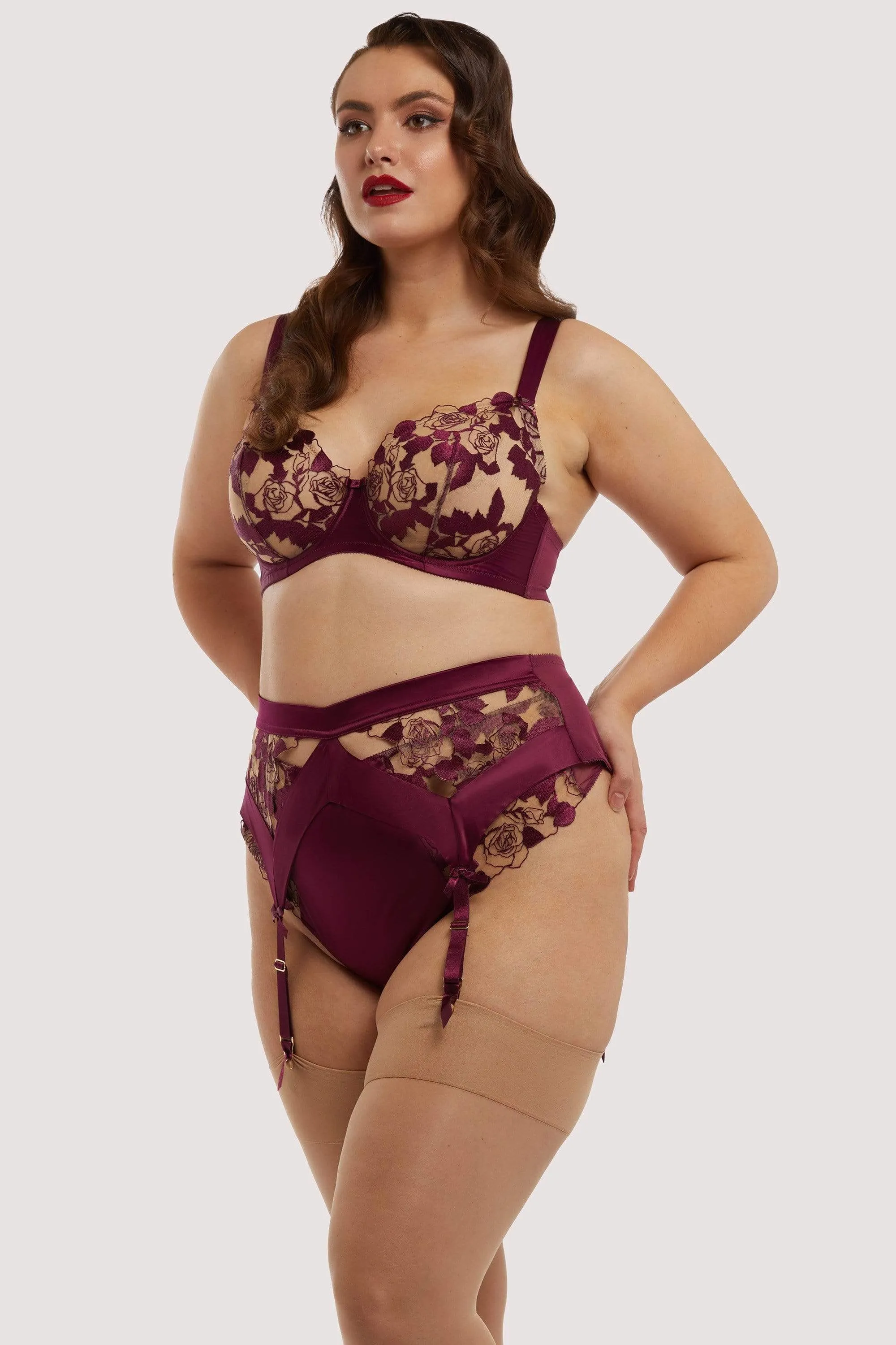 Rosabelle Dark Cherry Curve Suspender Belt