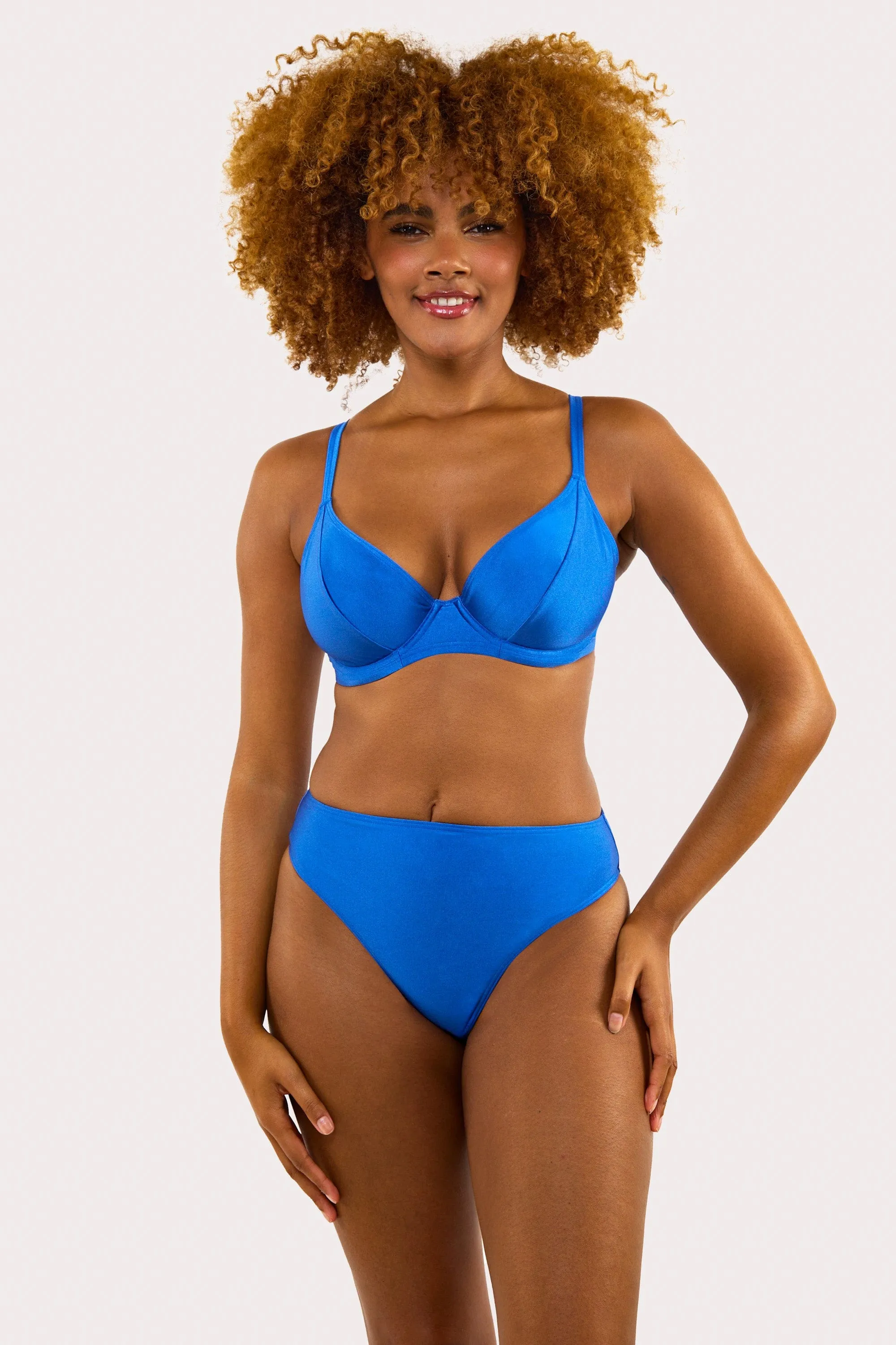 Sadie Fuller Bust Cornflower Blue Underwired Plunge Bikini Top