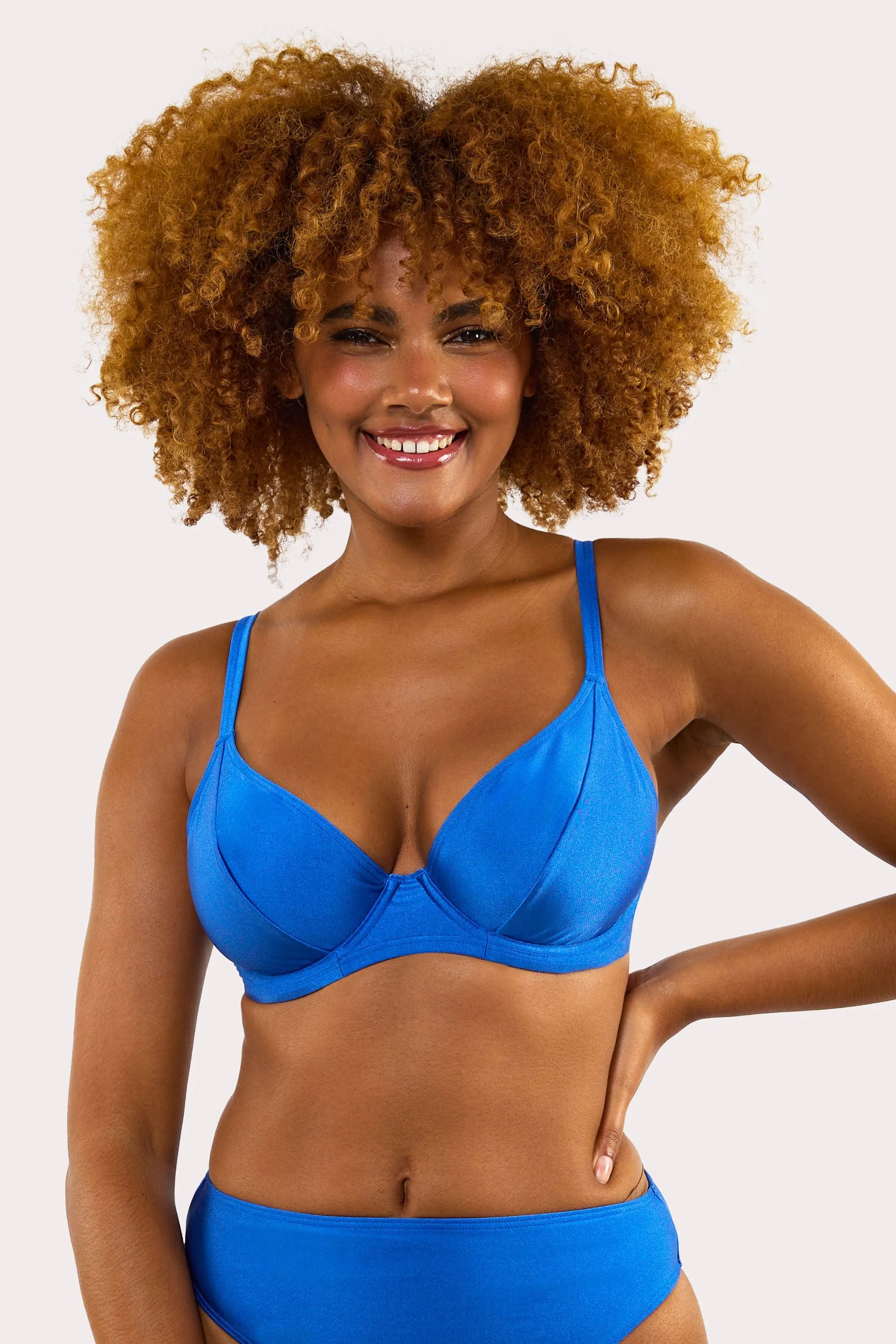 Sadie Fuller Bust Cornflower Blue Underwired Plunge Bikini Top