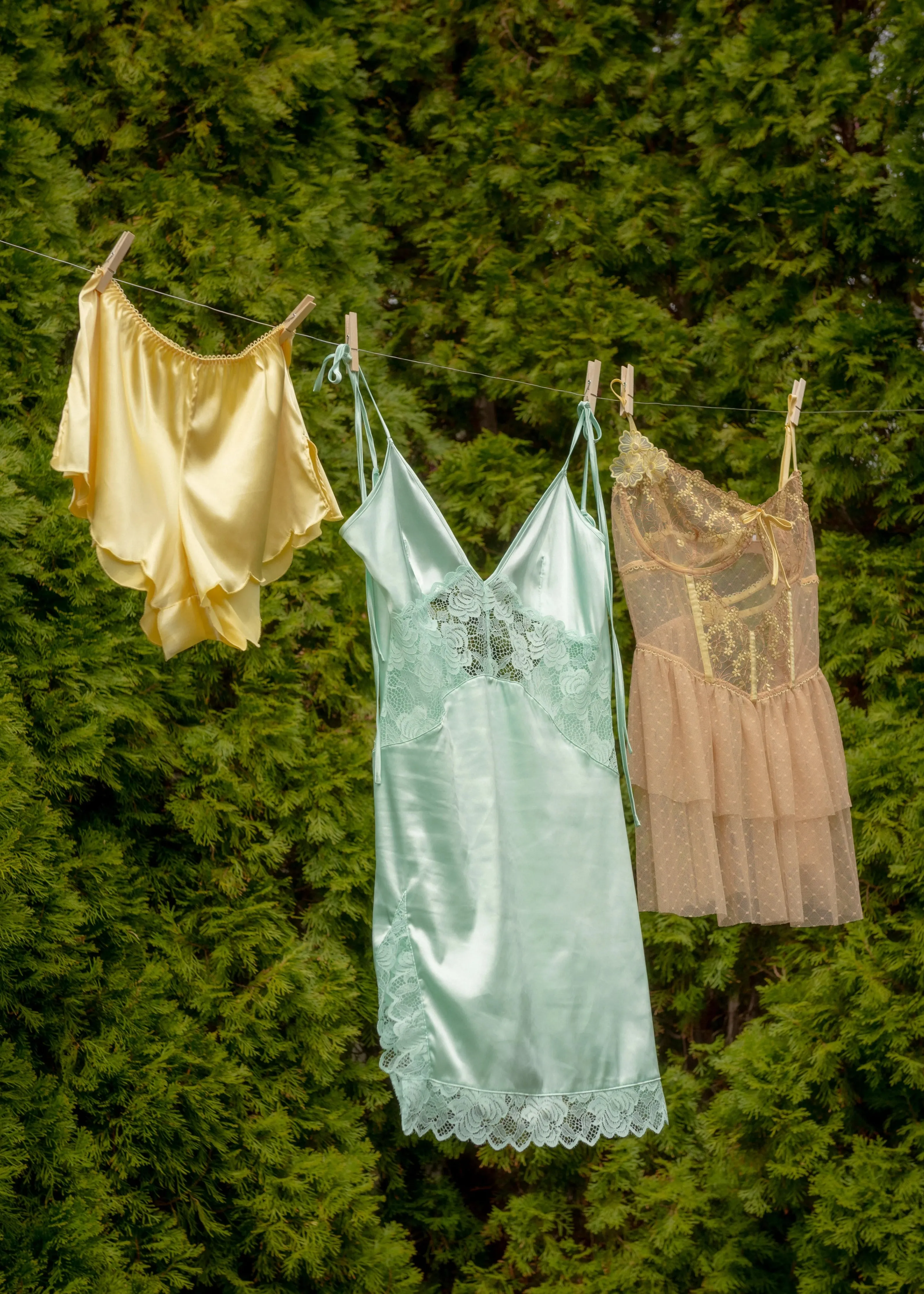 Scalloped Embroidered Satin Shorts - Lemon Chiffon