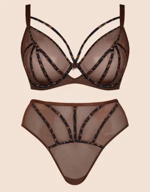 Scantilly Senses Plunge Bra Leopard Brown