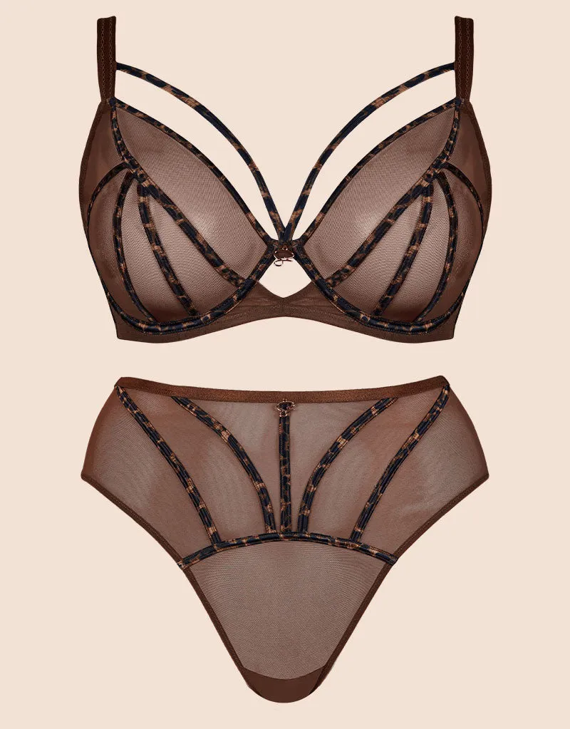 Scantilly Senses Plunge Bra Leopard Brown