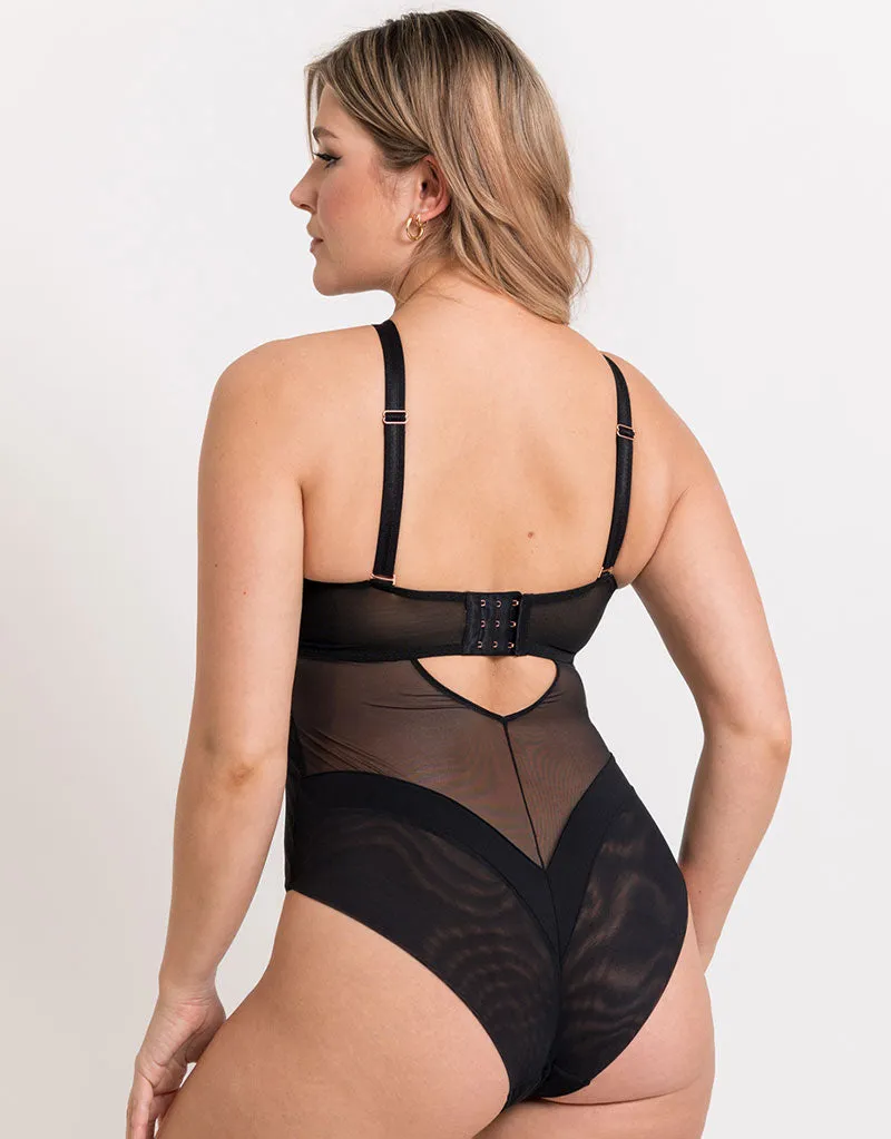 Scantilly Swerve High Neck Wired Bodysuit Black