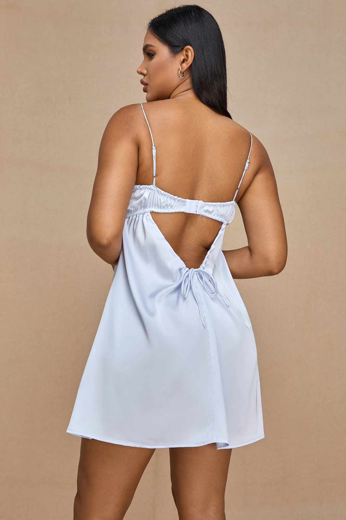 Short Satin Dress in Light Blue