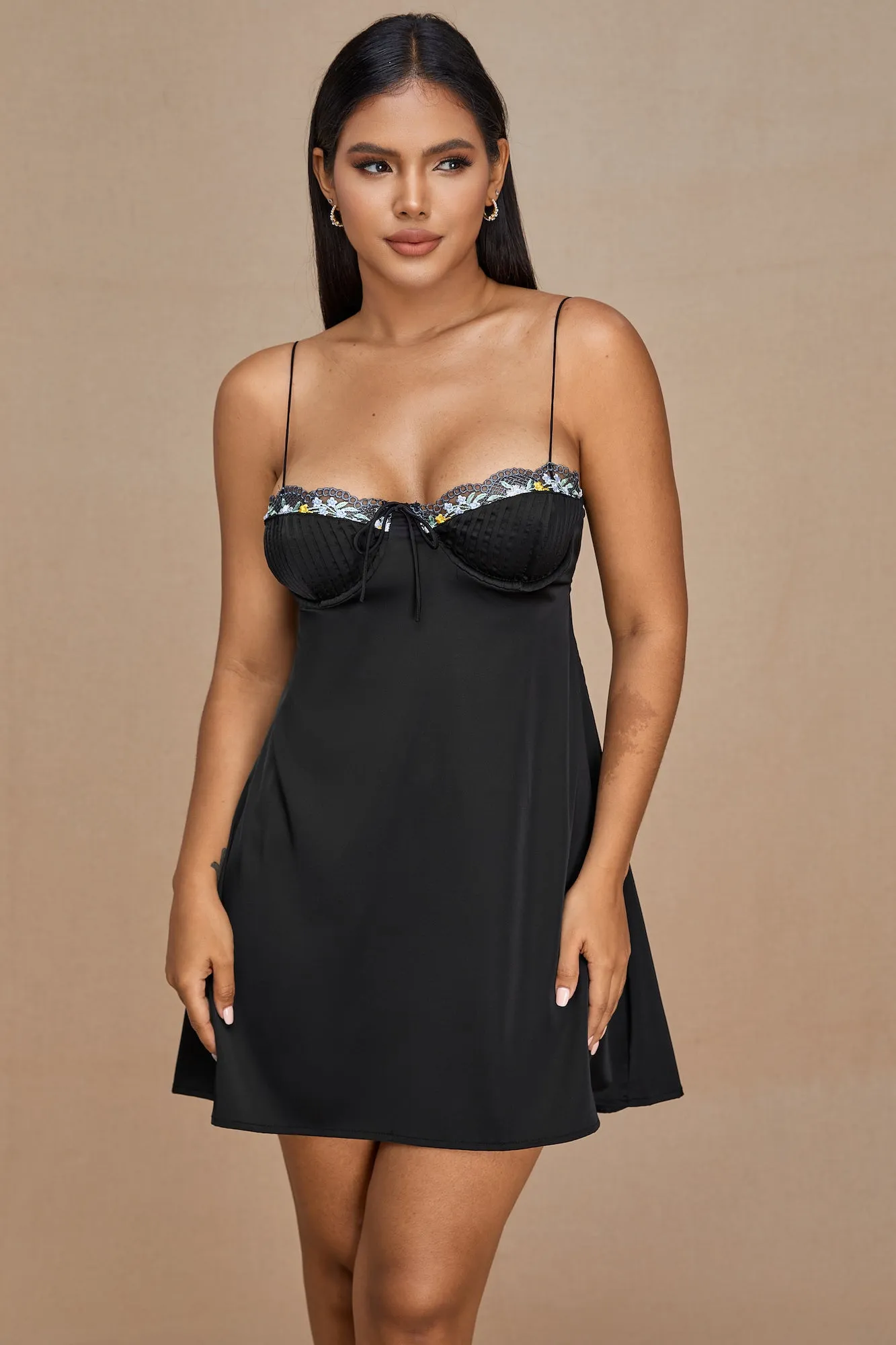 Short Satin Dress in Light Blue